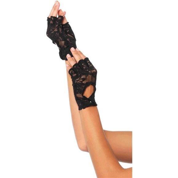 Women's Lace Keyhole Fingerless Gloves - Picture 1 of 3